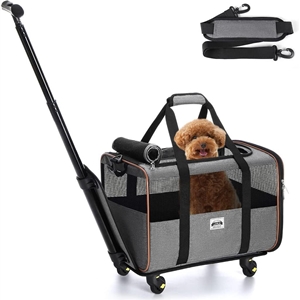 Dog Carriers & Travel Products Handbag Small Dog Pet Polyester Rolling For Cats Dogs Bags Pet Crate Travel Outdoor Use - Black